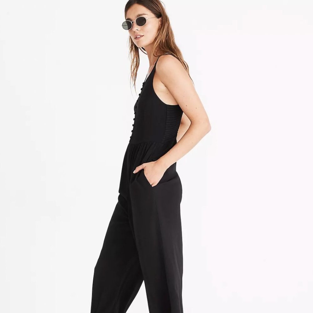 Smocked Button-Front Crop Jumpsuit | MADEWELL Size 10